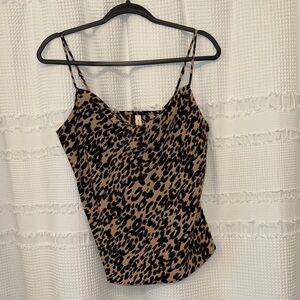 Tyche Leopard Print Camisole in Black and Brown